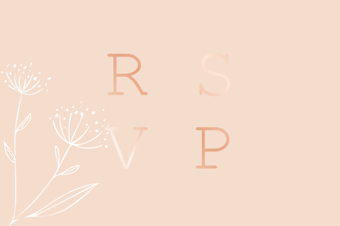 RSVP kaartje met veldbloemen en rosegoudfolie