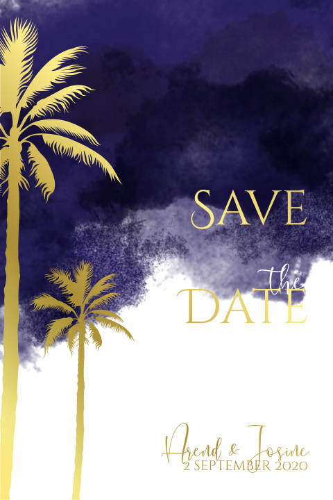 Save the date met palmbomen