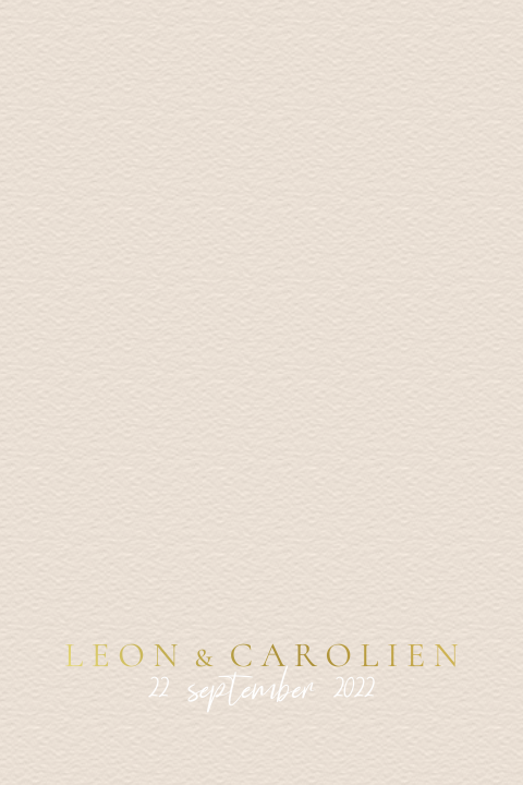 Zandkleur minimalistische trouwkaart met goudfolie
