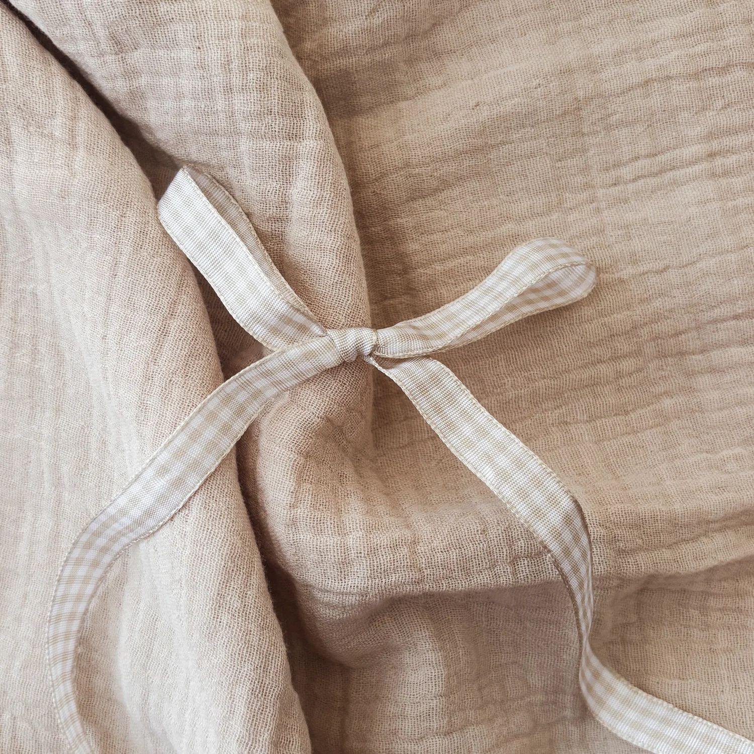 Beige ruit lintje 9mm met luxe afwerking